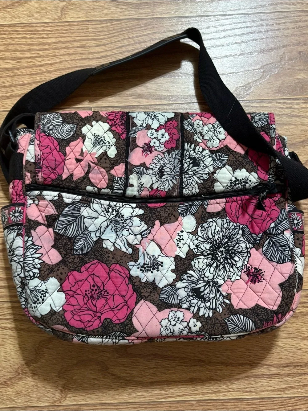 Vera Bradley Mocha Rouge Floral Bookbag Laptop Bag Diaper Bag